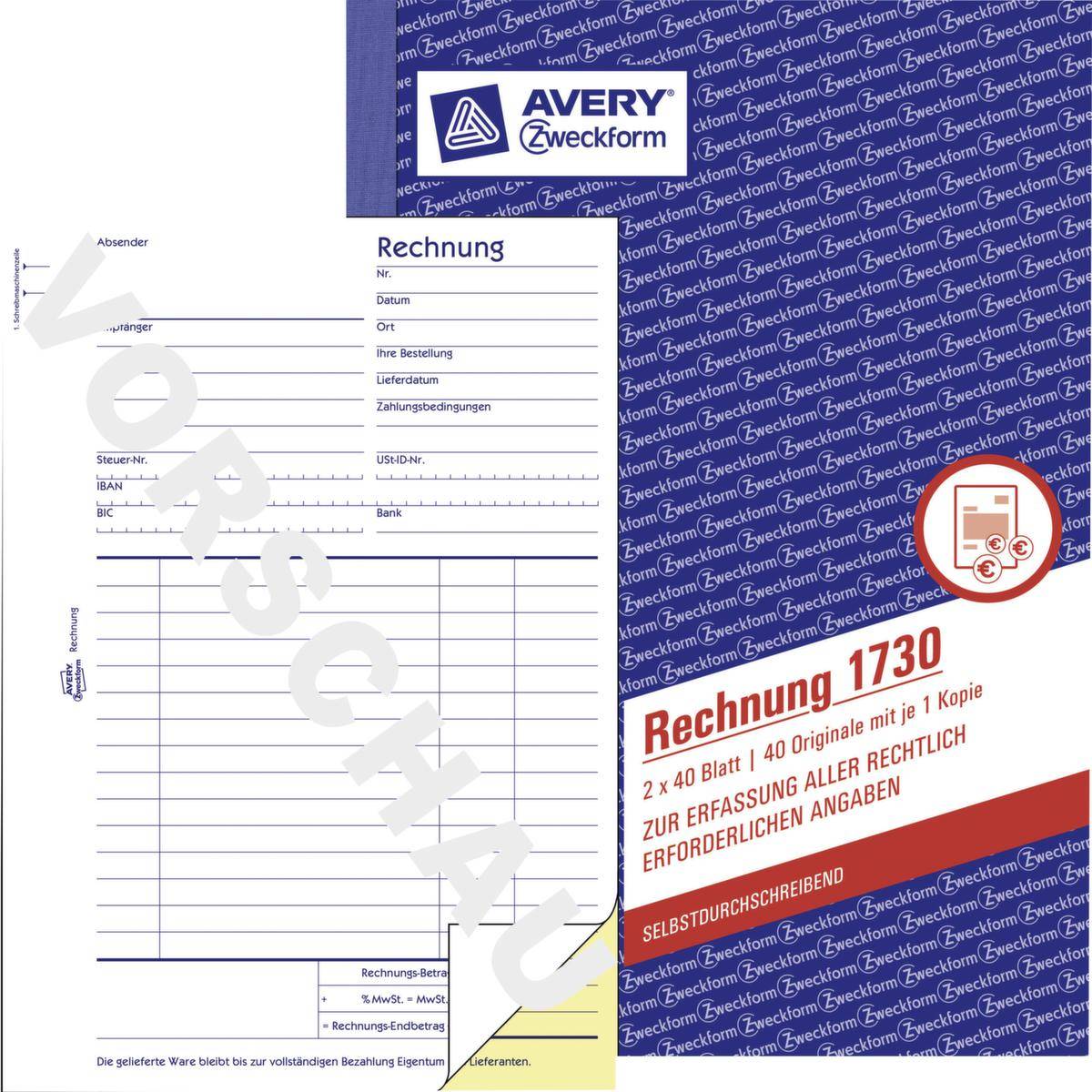 Rechnung,DIN A5,2x40 Blatt