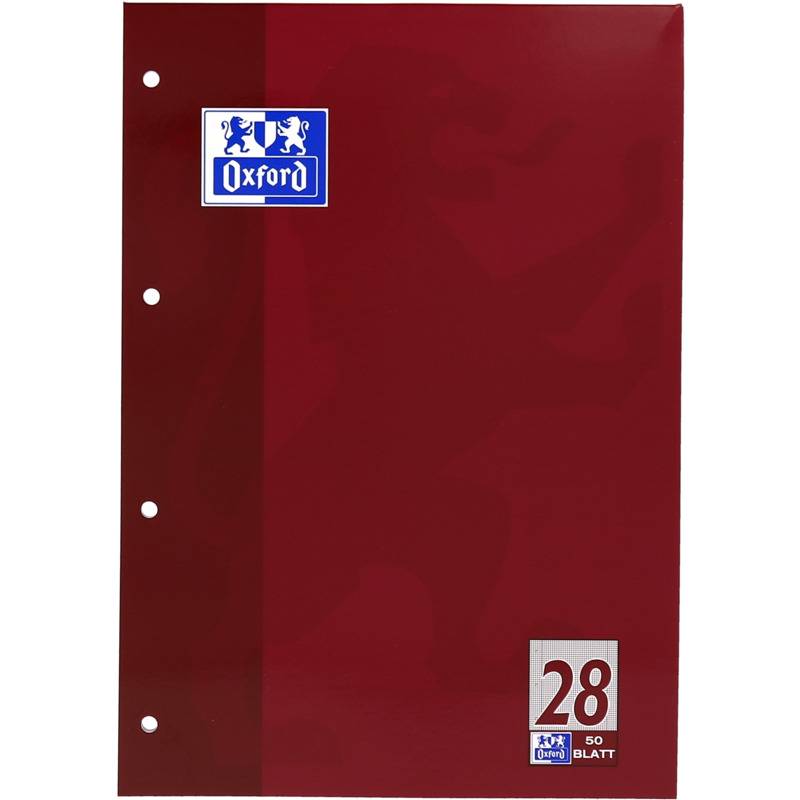 Oxford Schulblock DIN A4, 50 Blatt, kopfgeleimt, Lineatur 28