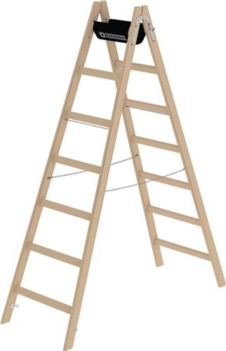 MUNK Günzburger Steigtechnik 33214 Holz Stufen-Doppelleiter Arbeitshöhe (max.): 3.3 m Braun 10.8 kg