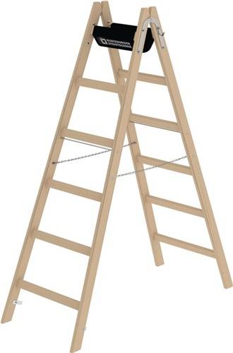 MUNK Günzburger Steigtechnik 33212 Holz Stufen-Doppelleiter Arbeitshöhe (max.): 3 m Braun 10.3 kg