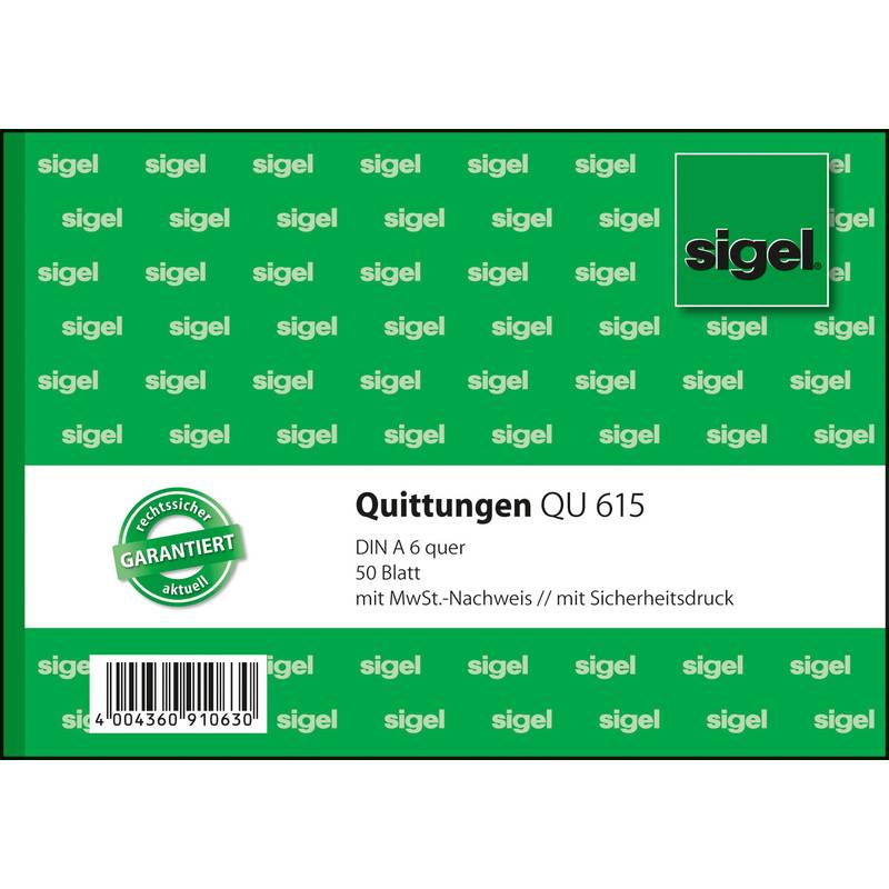 Sigel Quittung QU615 DIN A6 quer 50Blatt