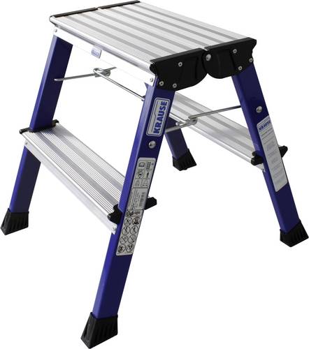 Krause 130082 Aluminium Doppel-Klapptritt klappbar Arbeitshöhe (max.): 2.45 m Blau 1.7 kg