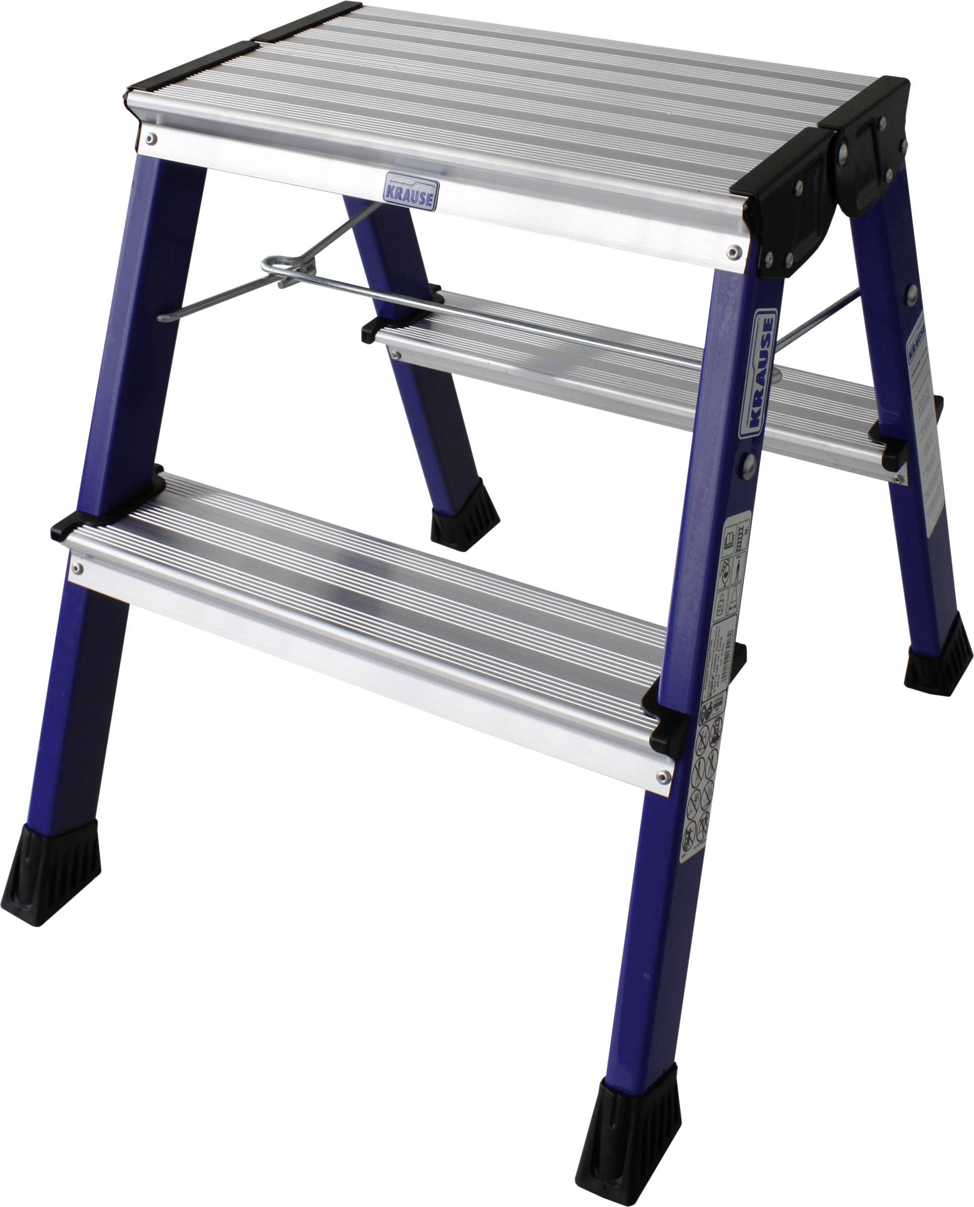 Krause 130082 Aluminium Doppel-Klapptritt klappbar Arbeitshöhe (max.): 2.45 m Blau 1.7 kg