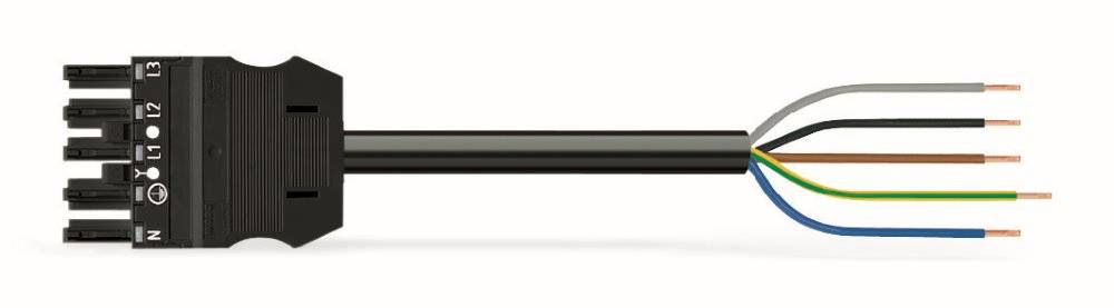 WAGO WINSTA MIDI Steckverbinder-System 3-5x4 mm² Anschlussleitung, Buchse - offenes Leitungsende, 5 polig, schwarz