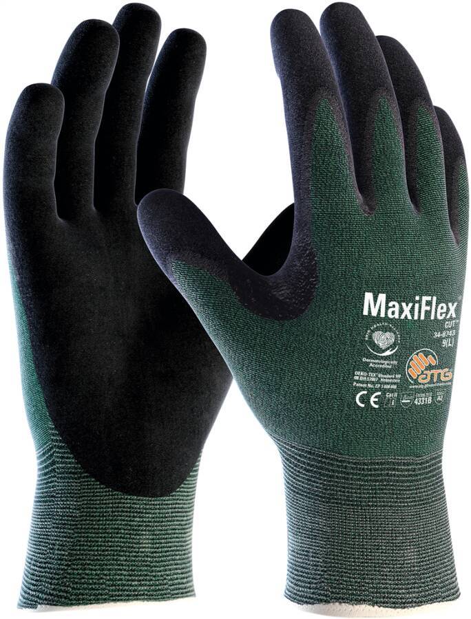 Schnittschutzhandschuh MaxiFlex® Cut™ 2490-09 Größe 09 Farbe grün/schwarz Trägermaterial UHMWPE/Glasfaser/Nylon/Spande