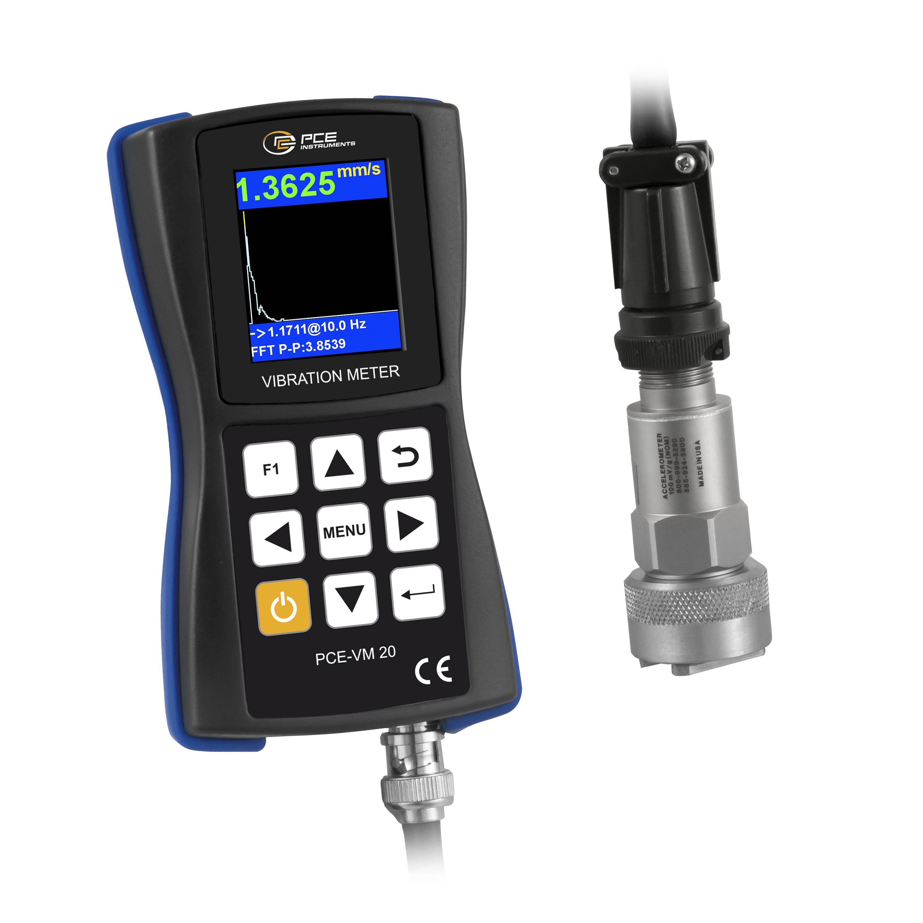 PCE Instruments Vibrationsmessgerät PCE-VM 20 Schwingbeschleunigung 0 … 200 m/s² |RMS |Peak-Peak |FFT-Analyse |ISO 10816