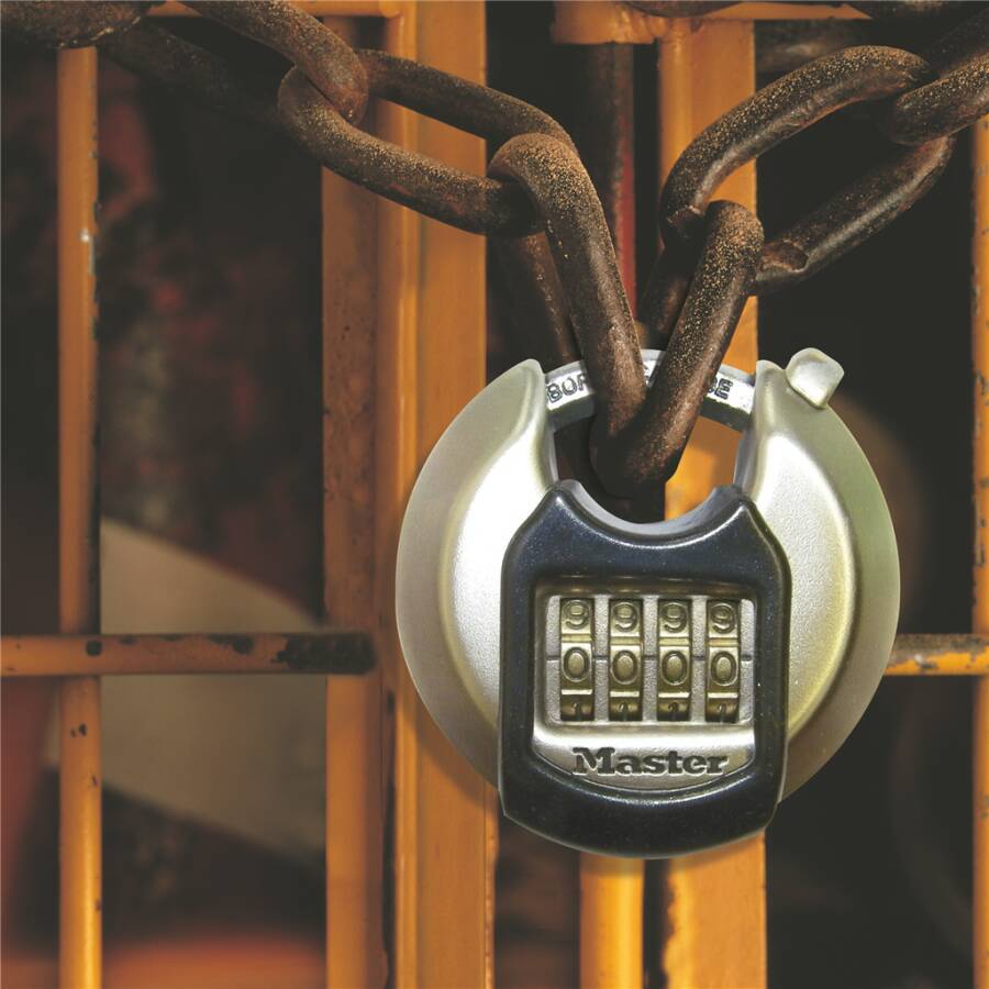 MASTERLOCK - MASTER LOCK 70 mm breites, verzinktes Excell Disc Schloss mit verdecktem Bgel; individuell einstellbare Zah