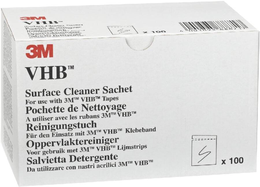 3M VHB Mehrzwecktücher, Weiß, 100 Tücher pro Packung