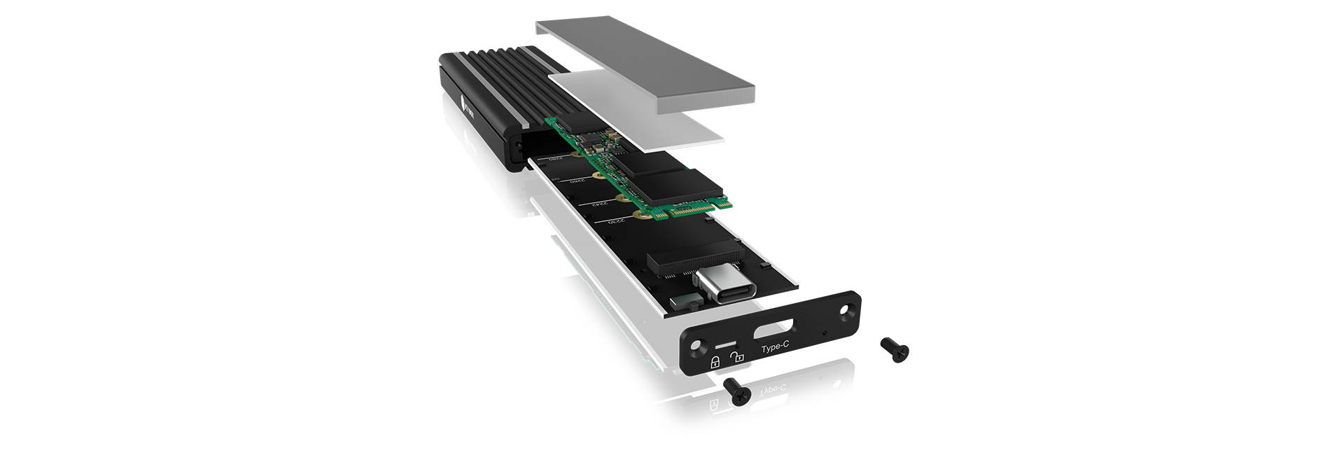 USB Type-C™ Gehäuse für M.2 NVMe SSD mit RGB Beleuchtung