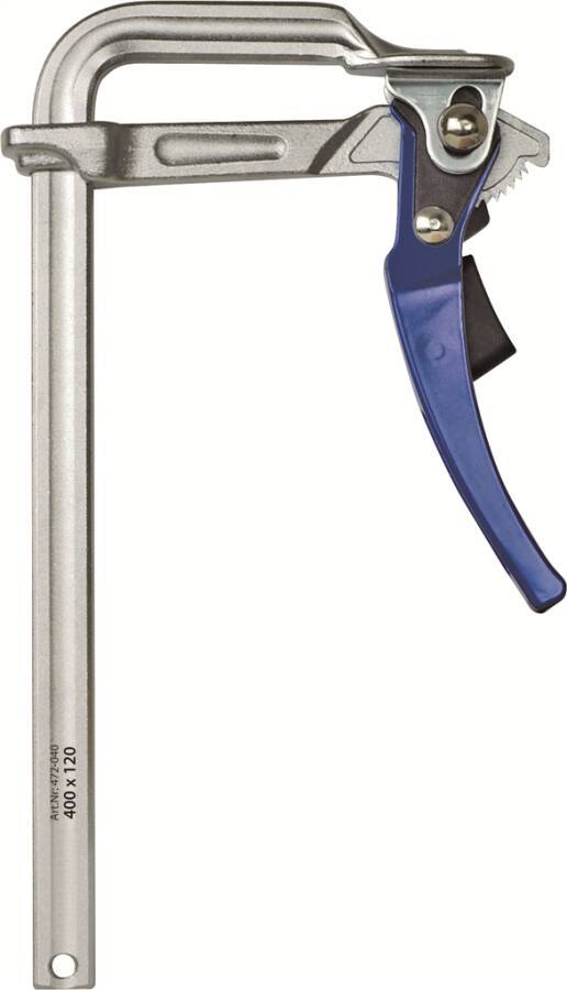 Ganzstahl-Hebelzwinge 27110300 Ausführung Hebelzwinge Spannweite 300 mm Ausladung 140 mm Schiene 25,0x12,0 mm