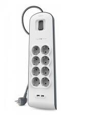 Belkin BSV804vf2M Überspannungsschutz-Steckdosenleiste 8fach Weiß, Grau Schutzkontakt 1 St.
