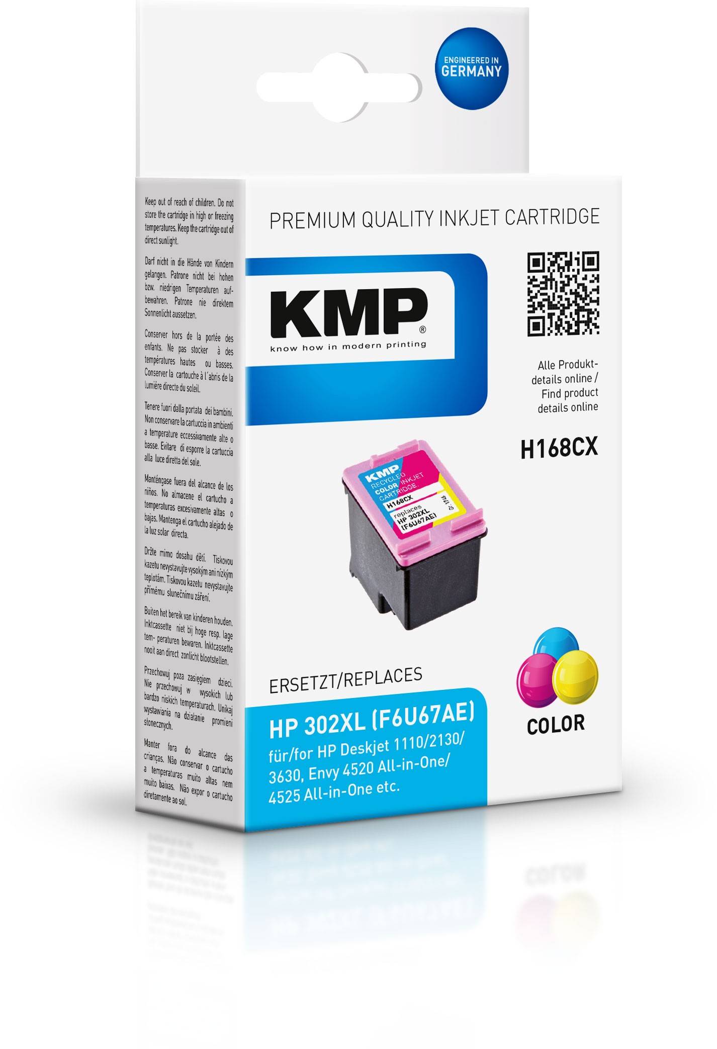 KMP Druckerpatrone H168CX Kompatibel ersetzt HP 302XL, F6U67AE Cyan, Magenta, Gelb 1746,4030