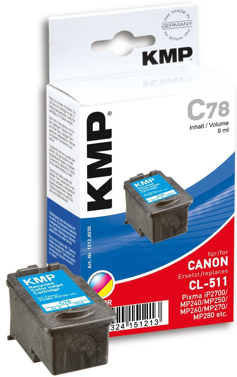KMP Druckerpatrone ersetzt Canon CL-511 Kompatibel Cyan, Magenta, Gelb C78 1512,4030