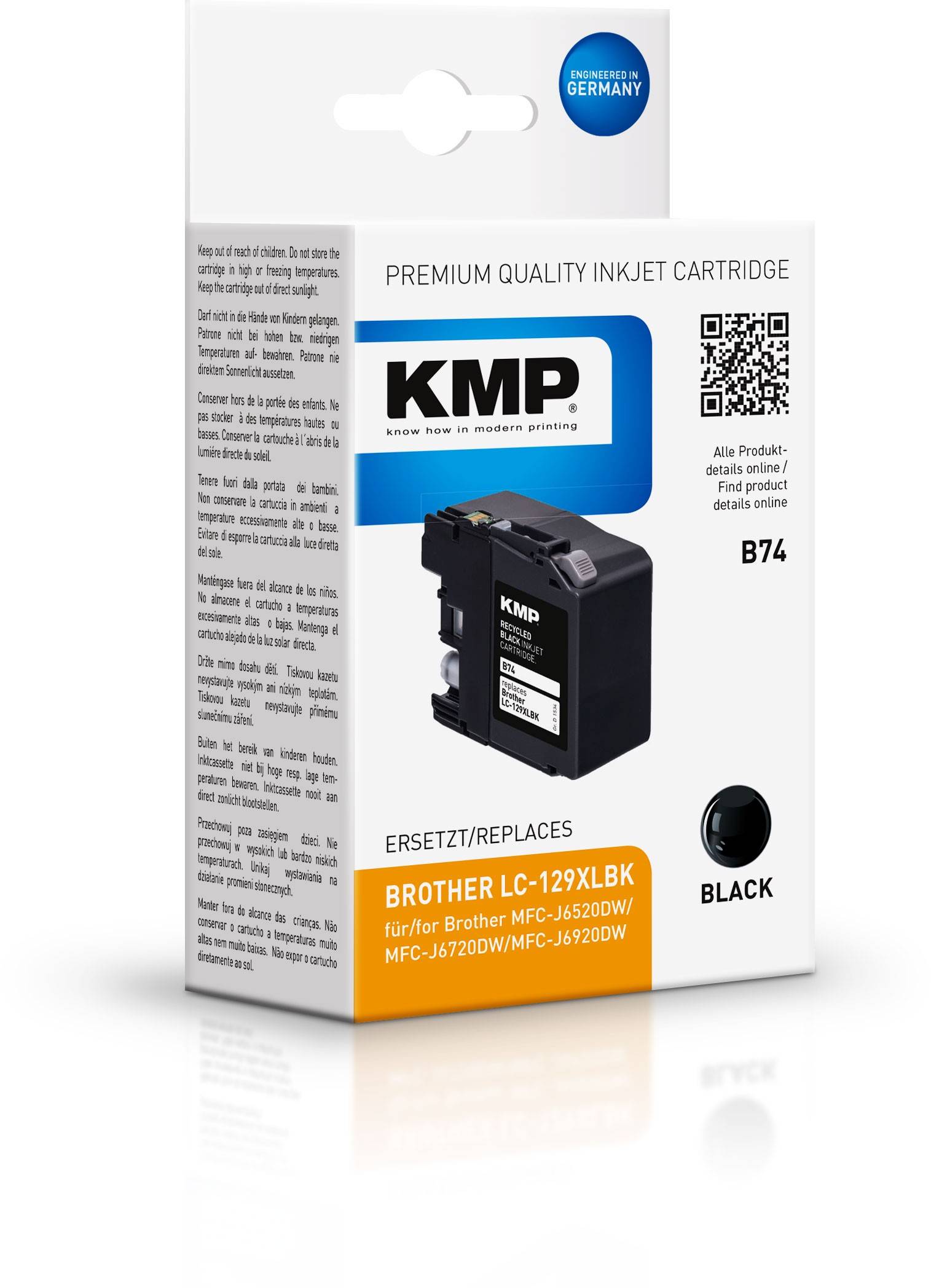 KMP B74 - 50 ml - Hohe Ergiebigkeit - Schwarz - kompatibel - Tintenpatrone (Alte