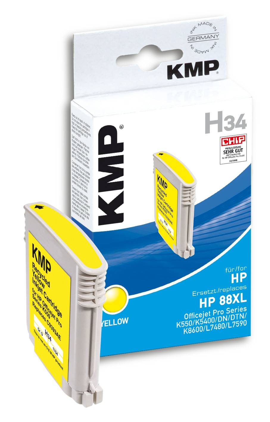KMP H34 - 17 ml - Gelb - kompatibel - Tintenpatrone (Alternative zu: HP 88)