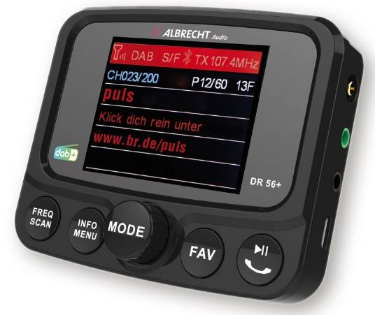 Albrecht DR56+ DAB+ Empfänger Saugnapfhalterung, Bluetooth Musikstreaming