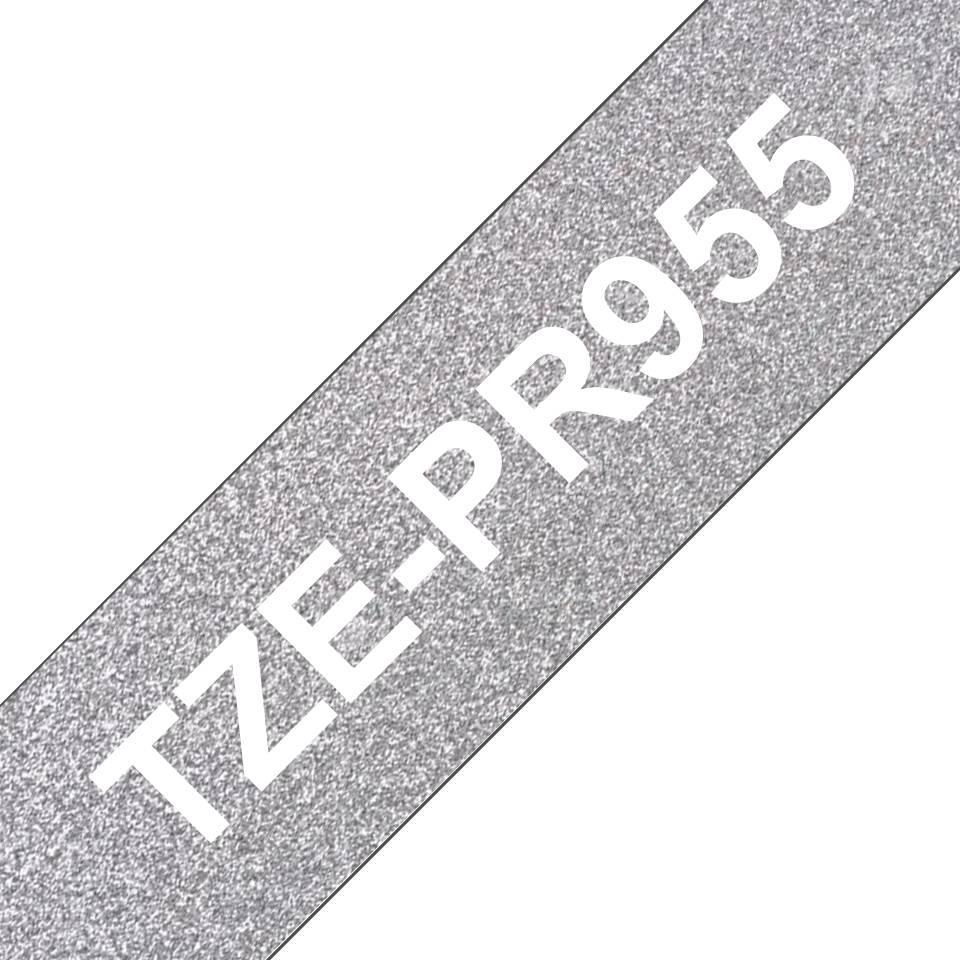 Schriftband Brother TZe-PR955 Bandfarbe: Silber Schriftfarbe:Weiß 24 mm 8 m