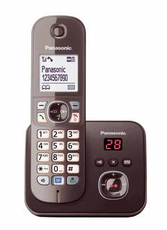 Panasonic KX-TG6821 DECT, GAP Schnurloses Telefon analog Anrufbeantworter, Freisprechen Mocca
