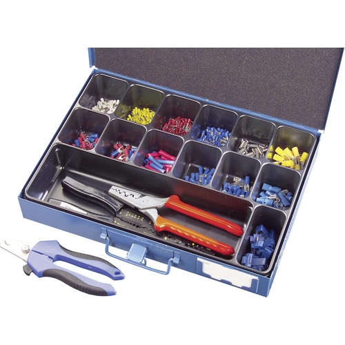 810781 Quetschverbinder-Sortiment 0.705mm² 10mm² Weiß, Gelb, Rot, Blau, Metall 1403St. 810781 Quetschverbinder-Sortiment 0.705mm² 10mm² Weiß, Gelb, Rot, Blau, Metall 1403St.