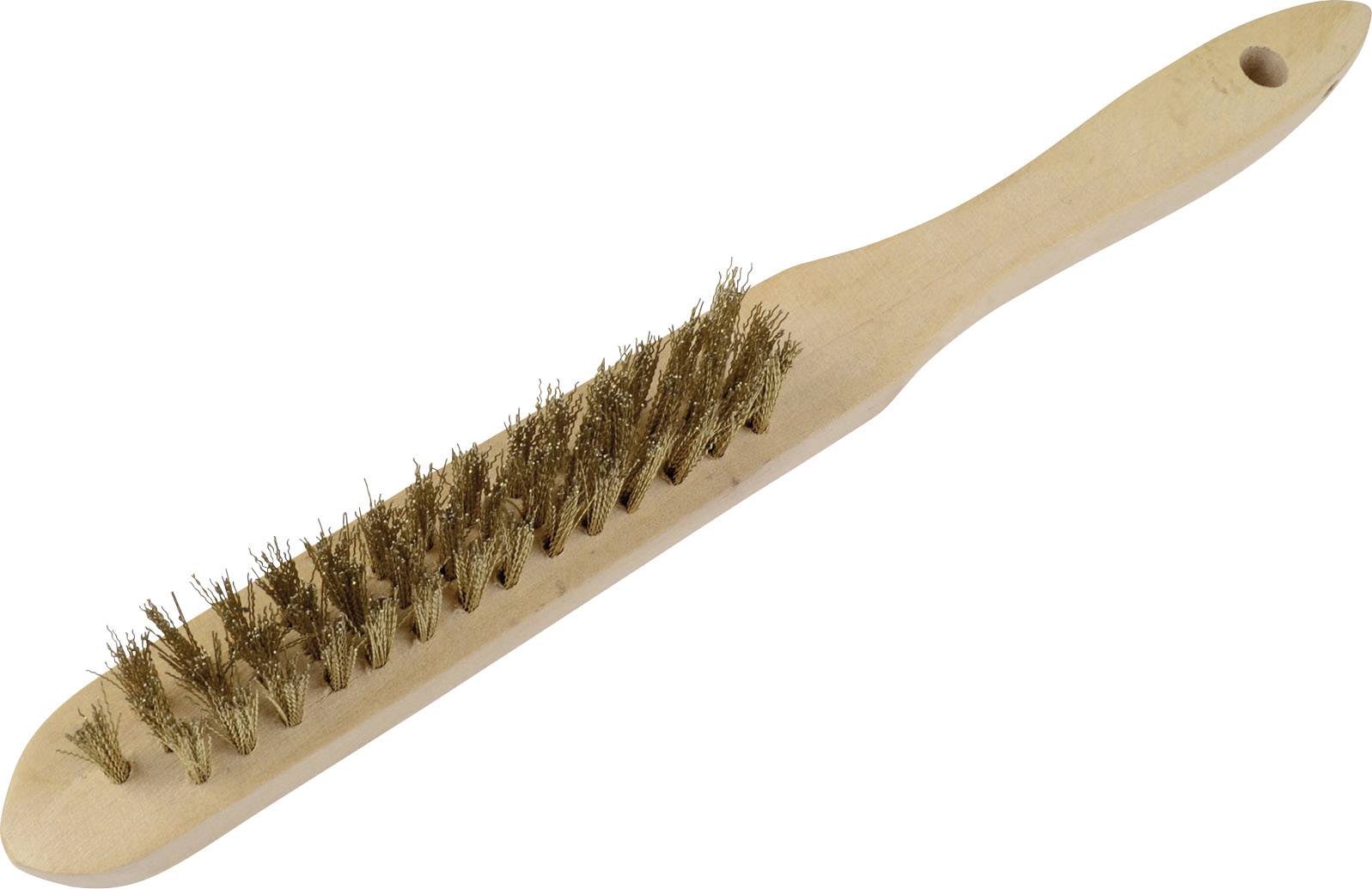 Holzgriff-Bürste mit Borsten aus Metall, geeignet für grobe Reinigungsarbeiten oder das Entfernen von Rost und Farbe.