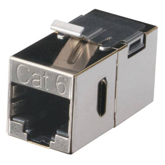 CAT6 Coupler - Shielded, Straight-Pin, Office Silver - geschirmt, Silber