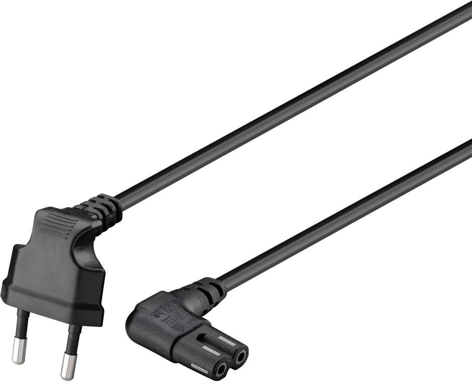 Goobay Anschlusskabel Eurostecker beidseitig abgewinkelt, 1 m, Schwarz Eurostecker (Typ C, CEE 7/16) > Gerätebuchse C7 1