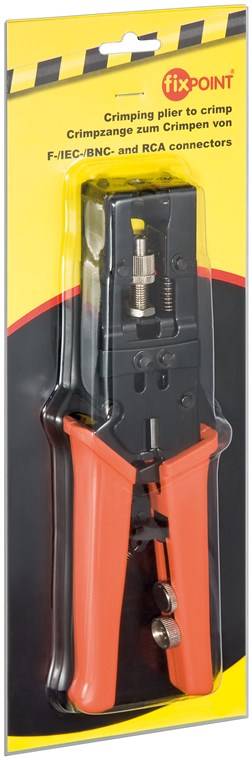 WENTRONIC Crimpzange (für F, BNC und RCA-Kompressionsstecker) - in rot/ schwarz