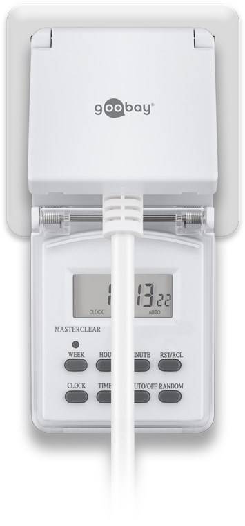 Goobay 2er-Set, Digitale Zeitschaltuhr IP44 für den Außenbereich Timer für