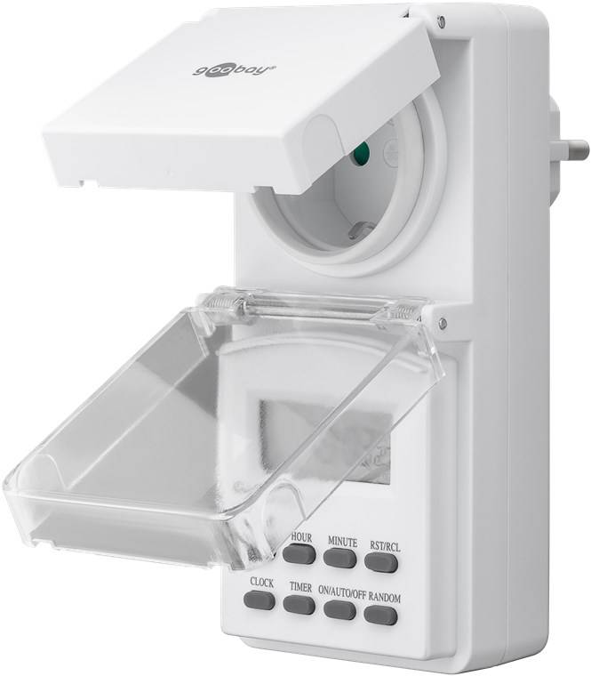 Goobay 2er-Set, Digitale Zeitschaltuhr IP44 für den Außenbereich Timer für