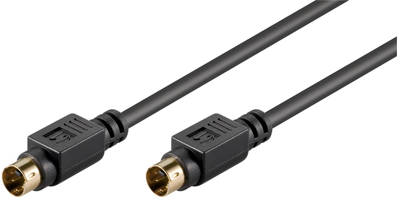 Goobay 50057 S Video Kabel vergoldete Mini DIN Stecker 4 polig S-Videokabel geschirmt VHS Kabel Videorecorder Schwarz 1m