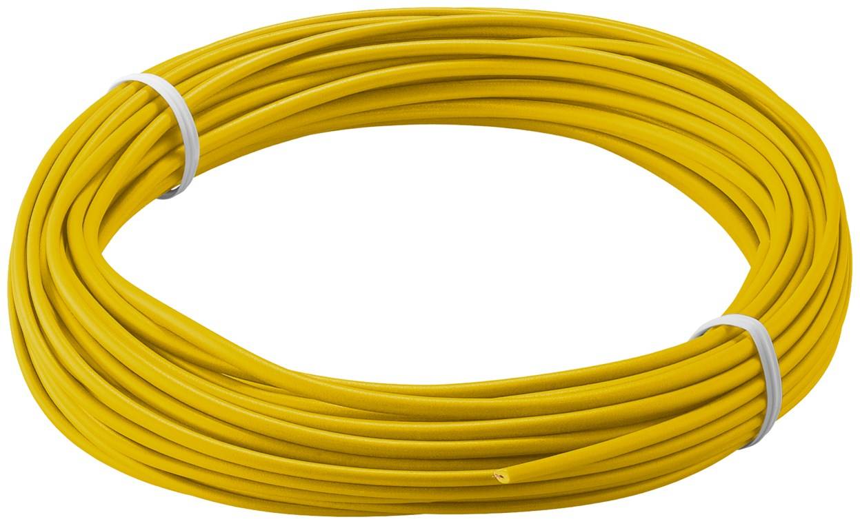 Goobay 55041 Kupferlitze 1adrig isoliert Kupferkabel mehrdrähtig Klingeldraht 18x 0,1mm AWG 26 Litze Kabellitze Gelb 10m
