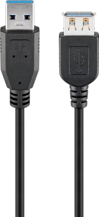 Goobay 95726 USB A auf USB A 3.0 Verlängerungskabel / Handy Ladekabel OTG verlängern / Datenkabel 5 Gbits / Schwarz / 5m