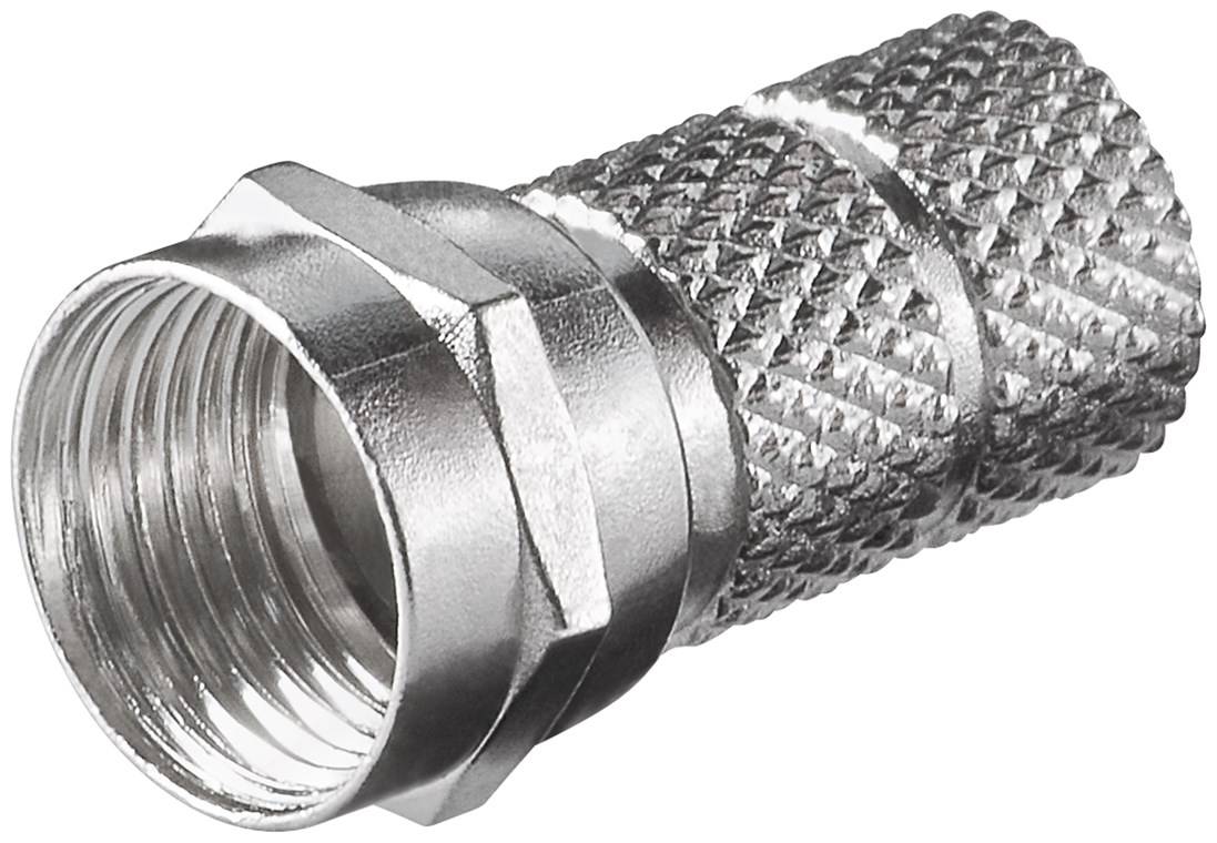 goobay F-Stecker Zink vernickelt L. ca. 20 mm Für Kabel Außen-ø 6,5 mm 1 Ring mittig