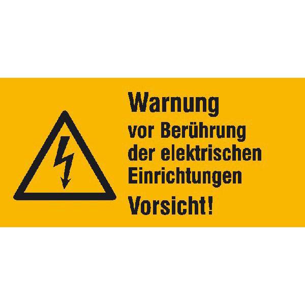 Warnung vor Berührung der elektrischen Warnschild, selbstkl. Folie, 13,10x6,50cm DIN EN ISO 7010 W012