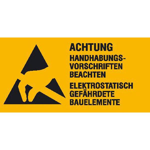 Elektrostatisch gefährdete Bauelem Warnschild Bogen FB 6Stk pro B 7,40x3,70cm