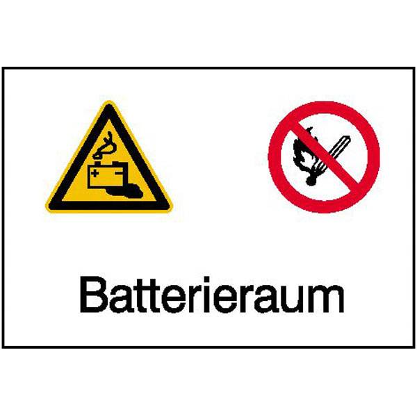 Batterieraum Warn-, Verbots-Kombischild, Kunststoff, 29,7x21 cm
