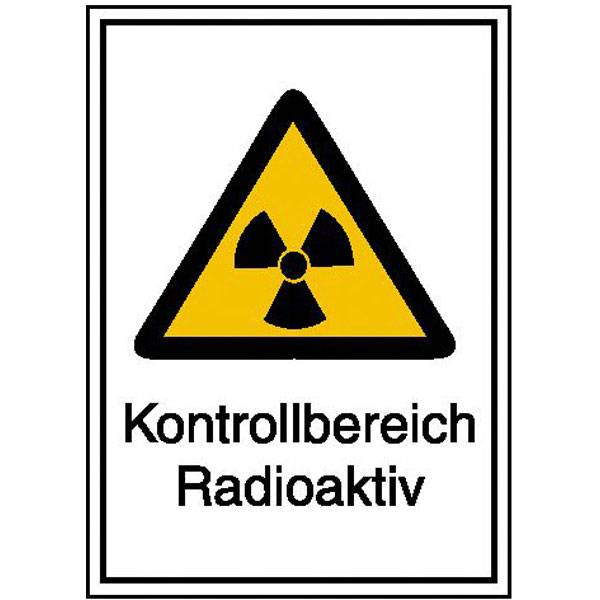 Warnschild / Strahlenschutz Kontrollbereich Radioaktiv, Alu, 21,00x29,70 cm