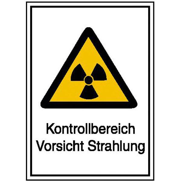 Strahlenschutz Kontrollbereich Vorsicht Strahlung Warn-Kombischild, 14,8x21 cm
