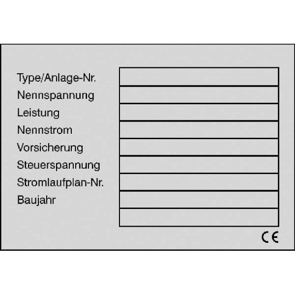 Typen-, Leistungsschild auf Bogen zur Selbstbeschr 6 Stk auf Bogen 7,40x5,20cm