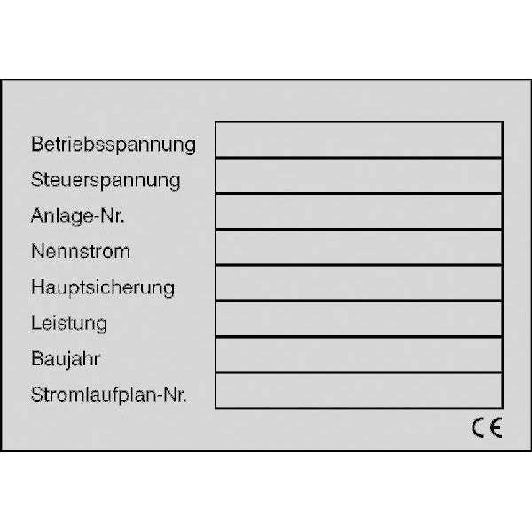 Typen-, Leistungsschild auf Bogen zur Selbstbeschr 6 Stk a BogenT2, 7,40x5,20cm