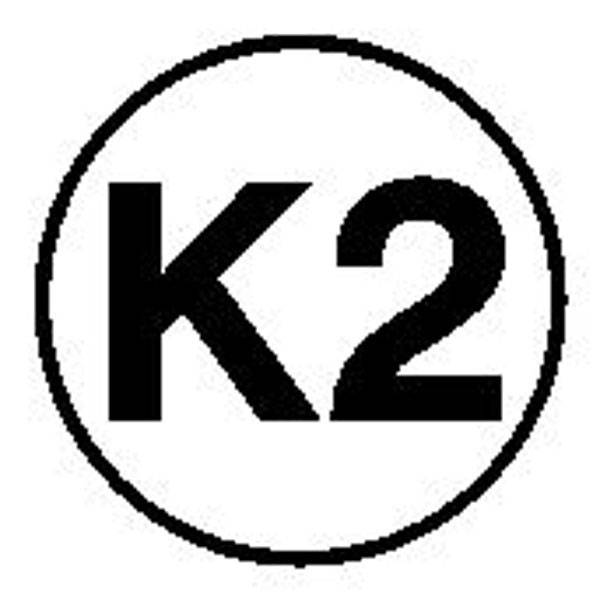 Hinweisschild K2 auf Bogen zur Kennzeichnung f ortsveränd,Folienetik,gest,1,25cm BGI 600