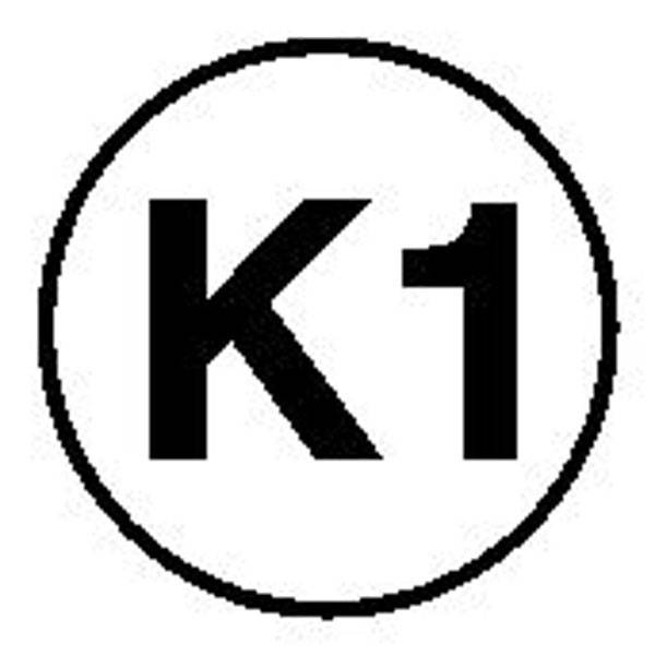 Hinweisschild K1 auf Bogen zur Kennzeichnung f ortsveränd,Folienetik,gest,1,25cm BGI 600