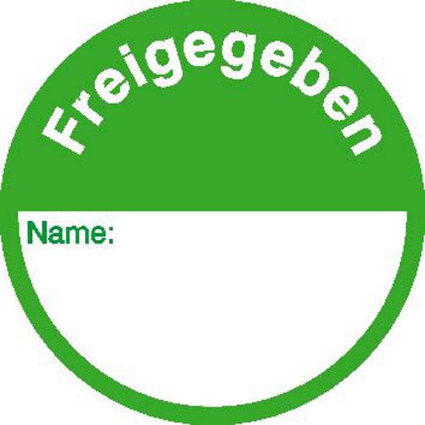 Qualitätskennzeichnungsetiketten Text: Freigegeben, Folienetik, gestanzt, 3cm