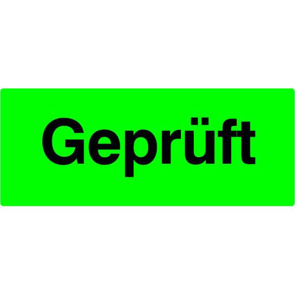 Geprüft Qualitätsetiketten tagesleuchtgrün/schwarz, Etiketten auf Rolle, 5x2 cm