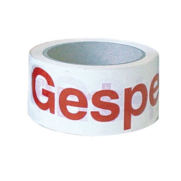 Gesperrt Klebebänder auf Rolle weiß/rot, PE-od. PP-Folie, 66 mx5 cm