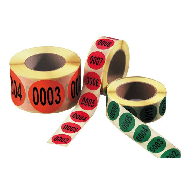 Fortlaufend nummerierte Lageretiketten, 3,8 cm, 1000 Stk auf Rolle, Papier Version: 04 - Grund: blau, Text: weiß