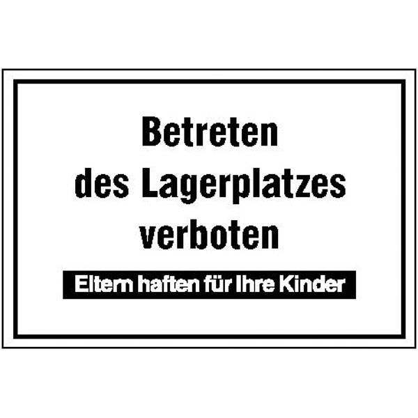 Betreten des Lagerplatzes verboten Hinweisschild Betriebskennz., Alu, 33x25 cm