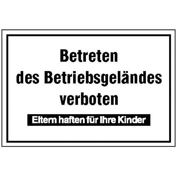 Betreten des Betriebsgeländes verboten Hinweisschild Betriebskennz., 33x25 cm