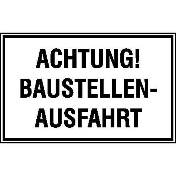 Achtung! Baustellen-Ausfahrt Hinweisschild Baustellenkennzeichnung, Alu 40x25 cm