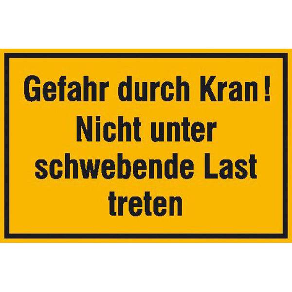 Hinweisschild zur Baustellenkennzeichnung Gefahr durch Kran!, selbstkl.,30x20cm